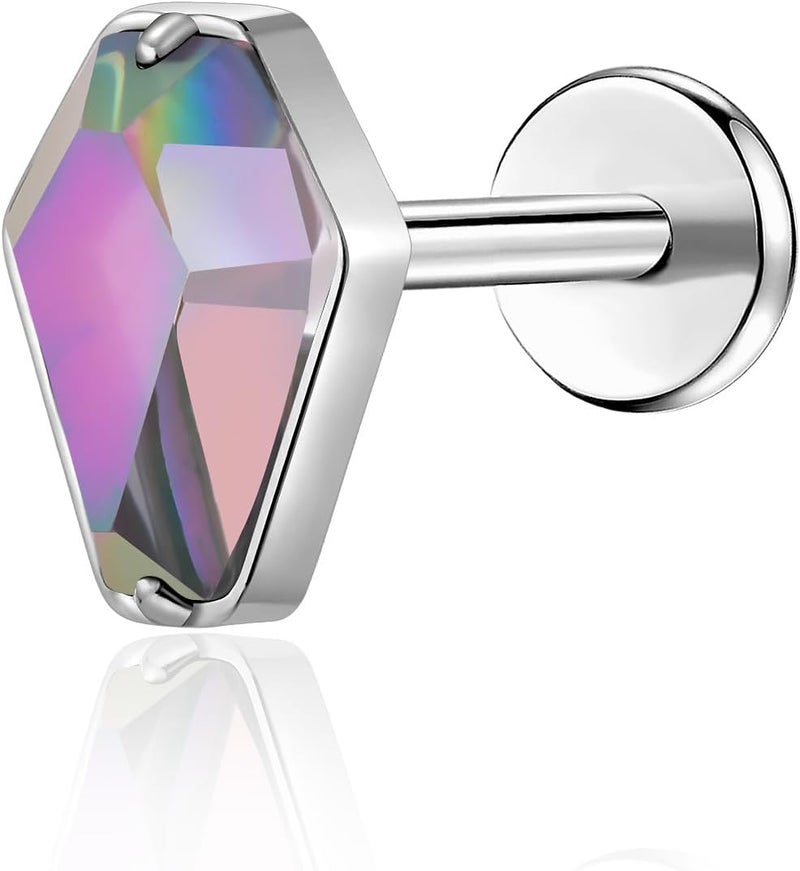 TOMIDES G23 Titanium Flat Back Earrings Studs 18g 16g F136 Implant Grade Titanium Labrets Press Fit Threadless Push In Dainty Cartilage Helix Conch Lobe Lip Tragus Piercing Jewelry - Image 1